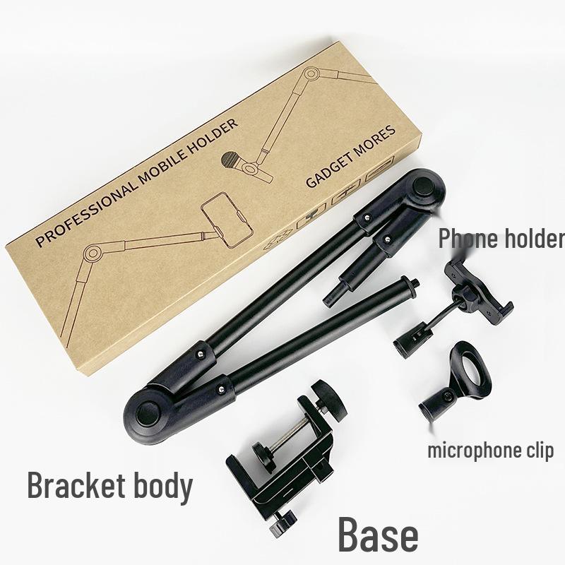 Adjustable Desktop Microphone & Tablet Stand with Rotating Boom Arm
