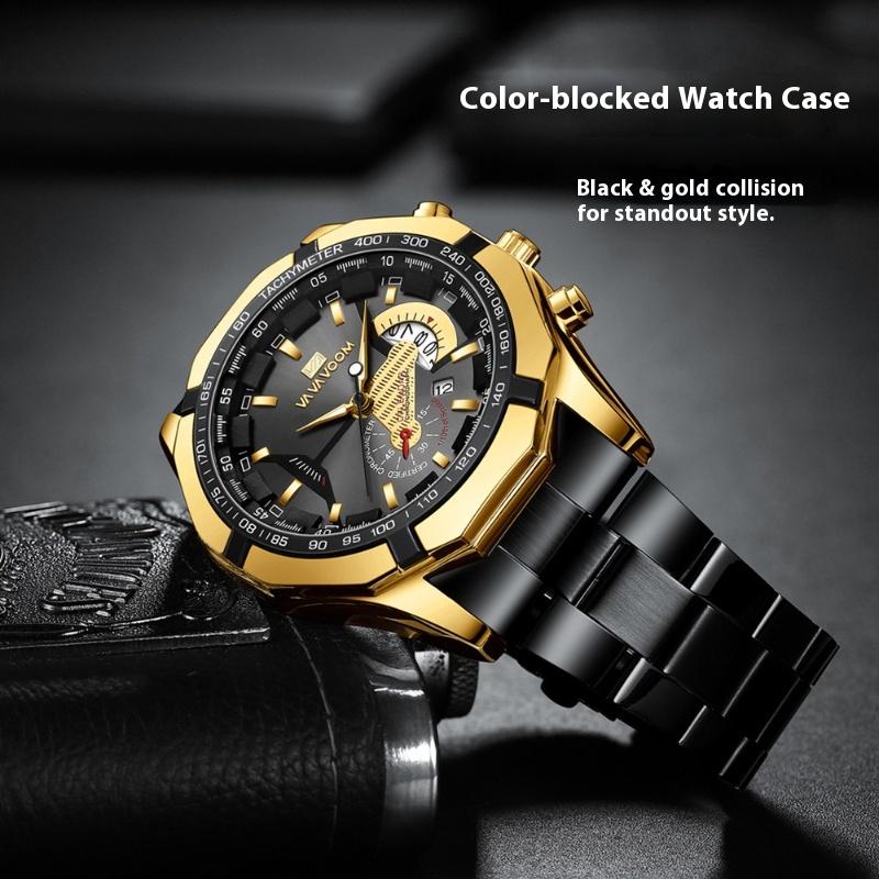 VA VA VOOM Watches for Men Luminous Quartz Watches South East Asia Sports Leisure Steel Belt Watches Sports