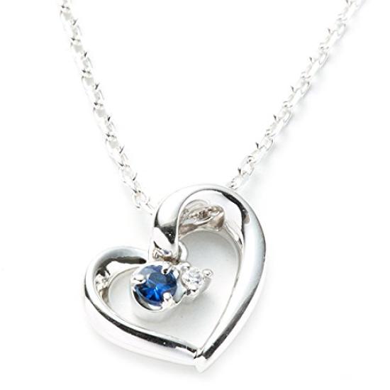 Gift Wrapped Open Heart Pendant Necklace with September Birthstone and Sapphire [Set] 4℃ Women's (Product Number 111614121815)