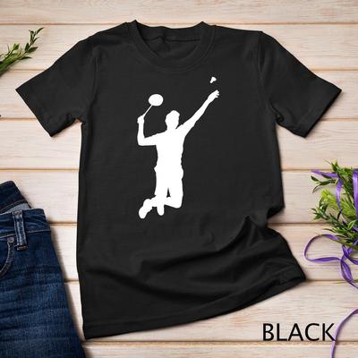 Silhouette Badminton Federball Spieler Schläger Tennis Fans Unisex T-Shirt