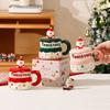 Najia Weihnachtsmann Keramiktasse mit Deckel Puppenbecher Hoher Wert Große Kapazität Weihnachtsgeschenk Wasserbecher