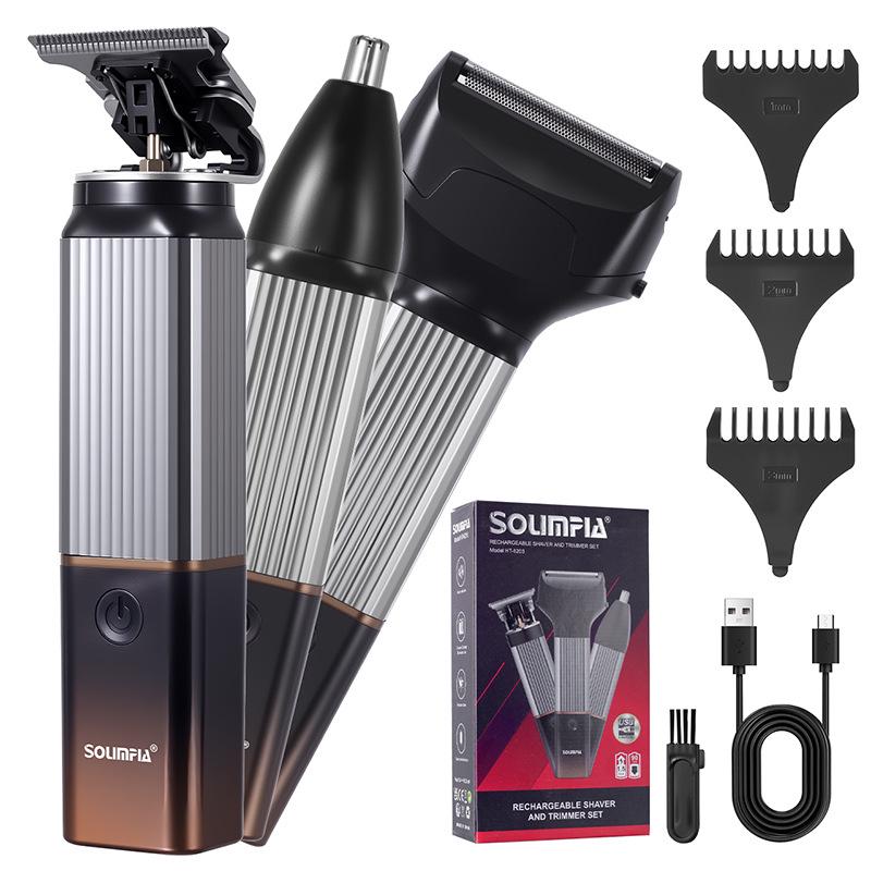 3-in-1 Portable Electric Hair Clipper Set: Multi-Function Trimmer, Nose Hair Remover, Shaver