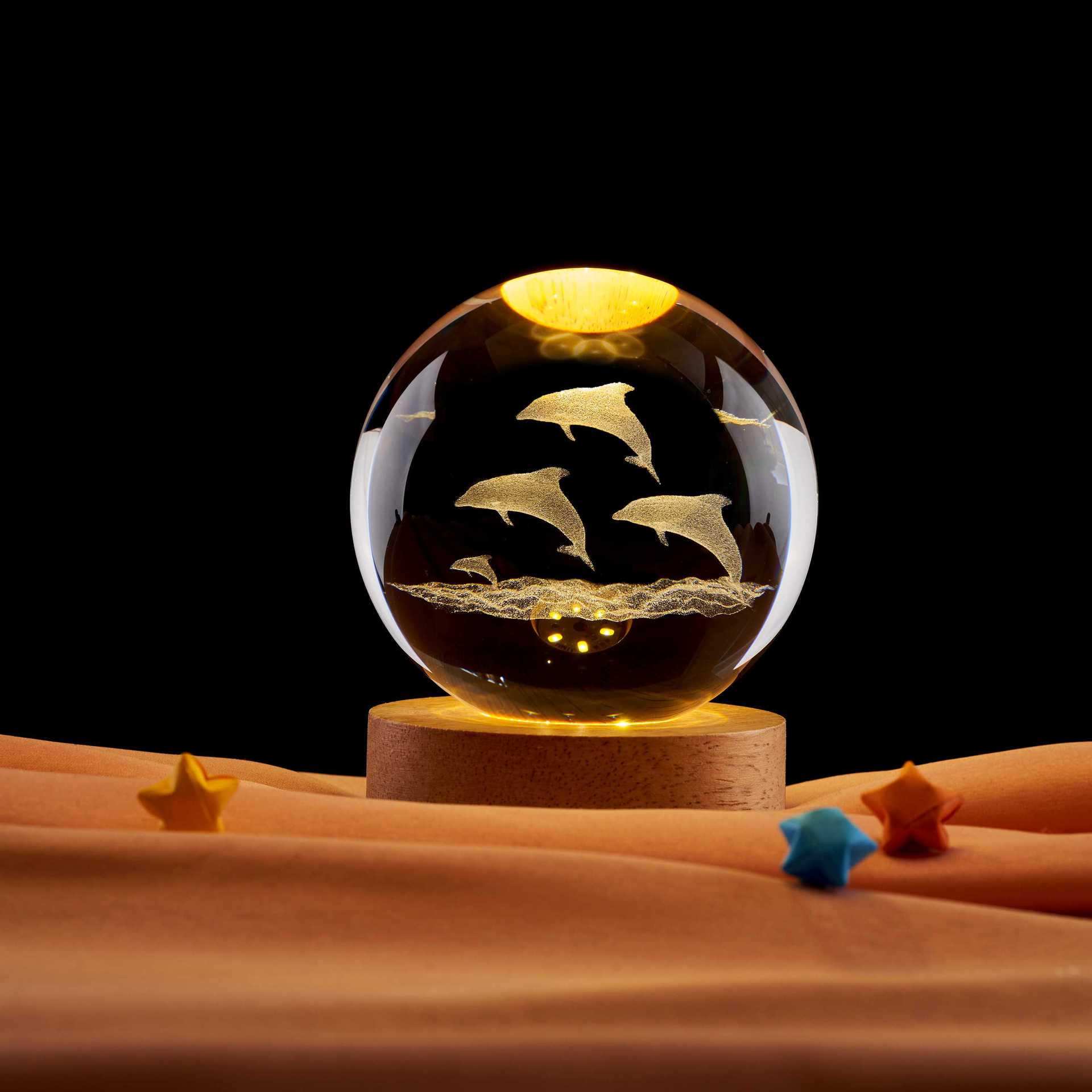 3D Laser Engraved Crystal Ball Night Light & Music Box Atmosphere Lamp No Specification