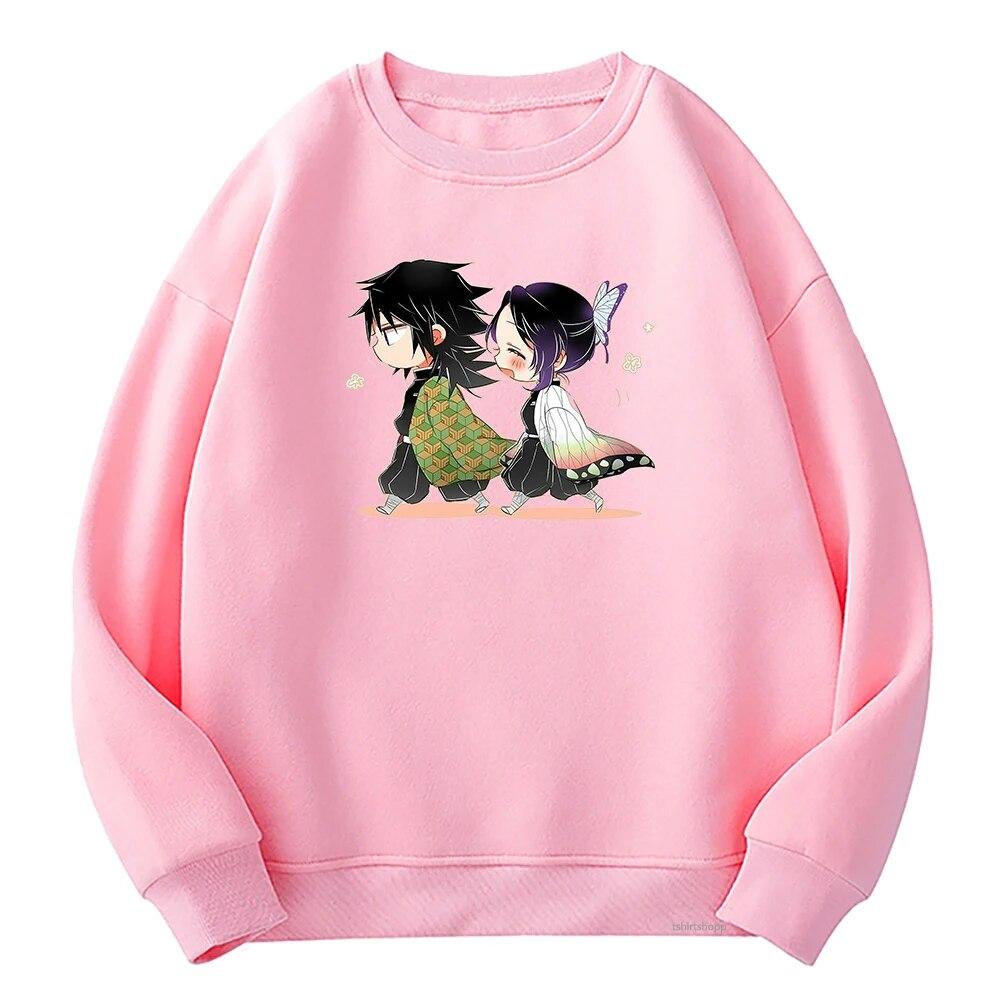 Demon Slayer Giyu Tomioka și Shinobu Kocho Hanorac cu imprimeu grafic Kimetsu No Yaiba Anime Hanorac pentru femei unisex