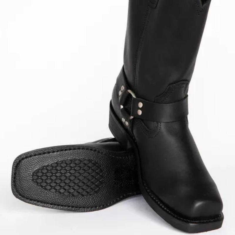 Pánské retro kovbojské kožené kozačky britského stylu kozačky s přezkou do půli lýtek Rytířské kozačky se čtvercovou špičkou Kotníkové kozačky na podpatek Venkovní jezdecké boty