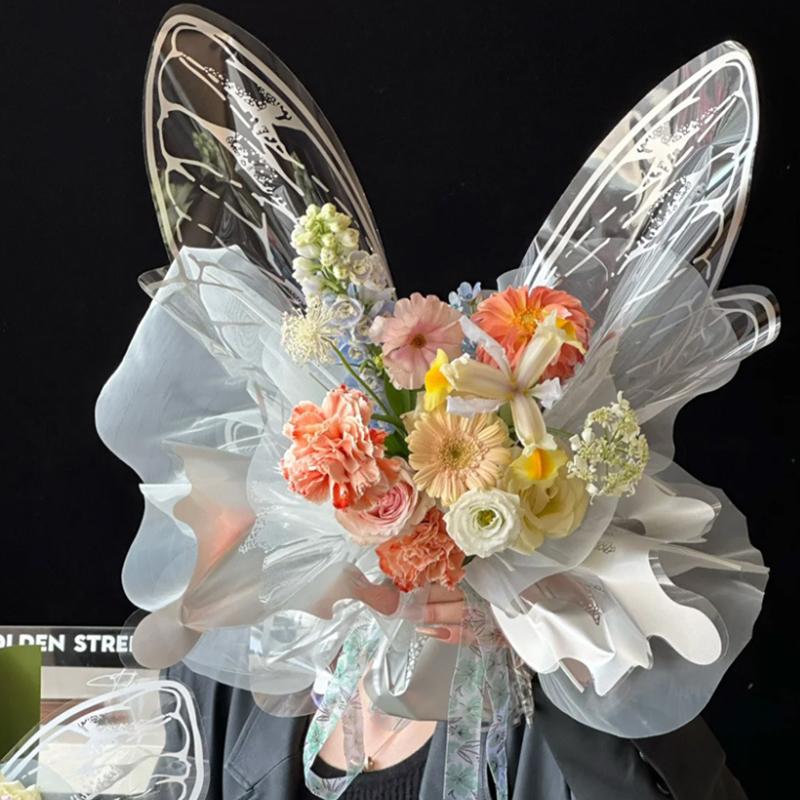 40 Stück Schmetterling Blumen Geschenkpapier Wasserdicht Rosenstrauß Verpackungspapier Für Hochzeit Geburtstagsfeier Dekoration Leichter Luxus