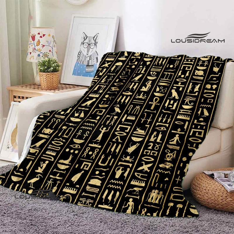 Egyptian Pictograph and Symbol Printing Blanket Children Warm Blankets Home Travel Soft and Comfortable Blanket Birthday Gift
