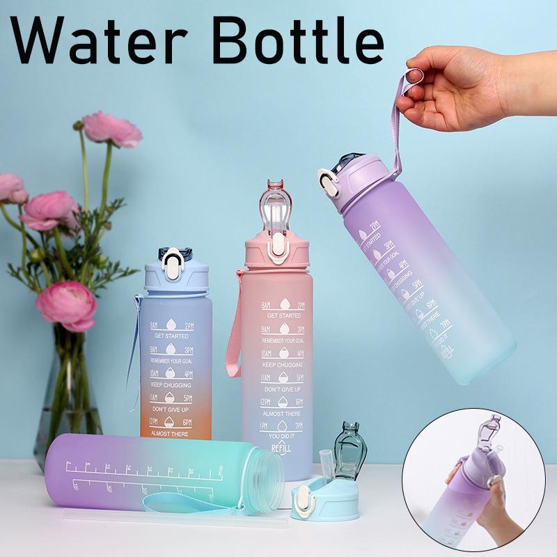

Портативная бутылка для воды, мотивационная спортивная бутылка для воды с наклейкой-маркером времени, герметичная чашка для спорта на открытом воздухе, фитнеса