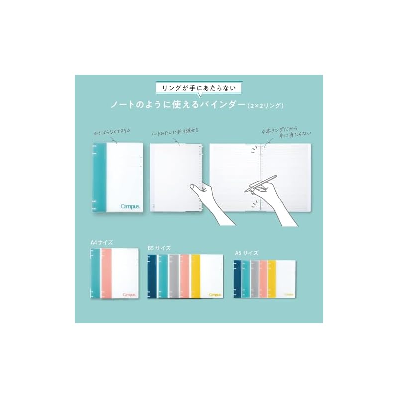 KOKUYO Loose-Leaf Binder A5 Campus Notebook-Style Binder 2x2 Ring Navy RU-NP134DB