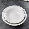 Yu Bao Fang Irregular White Ceramic Salad Bowl - Creative, Large Tableware for Home & Restaurant.