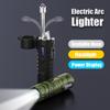 Electric Windproof Metal Lighter Flameless Dual Arc Plasma Rechargeable USB Waterproof Lighter with Flashlight Outdoor Tools
