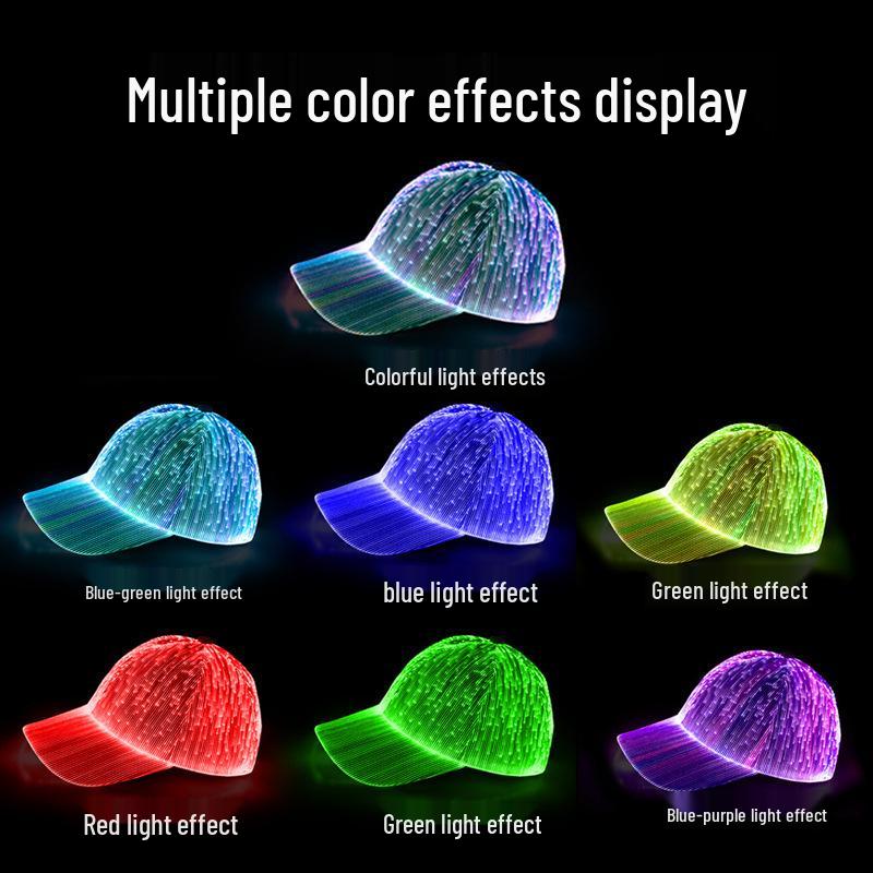 Multicolor LED Fiber Optic Light-Up Party Hat Visor Baseball Cap Christmas Gift