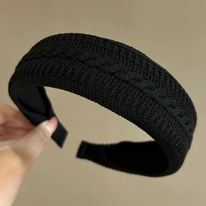 French Knitting Headband for Women Elegant Knit Hair Hoop Hair Accessories Sweet Girl Wide Edge Hair Bands Headwear