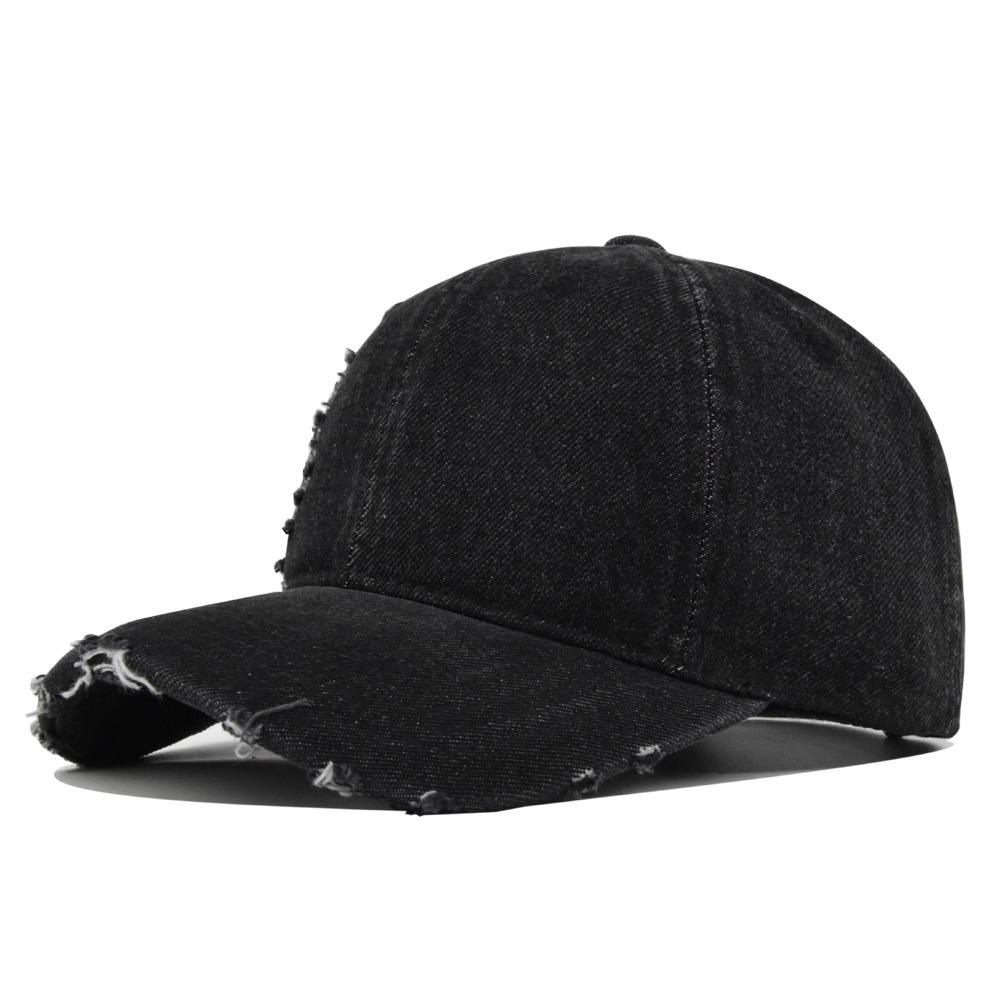 

Ripped Brim Denim Baseball Cap Visor Adjustable Distressed Peaked Cap Hole Casual Cowboy Baseball Hats For Man Women Unisex чёрный