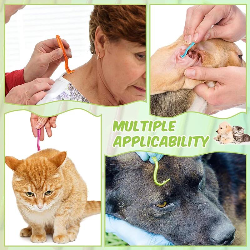 3pcs/set Pet Tick Remover Hook Plastic Flea Pull Tweezer Removal Tick Gadget Cleaning Accessaries for Dogs Cats Human