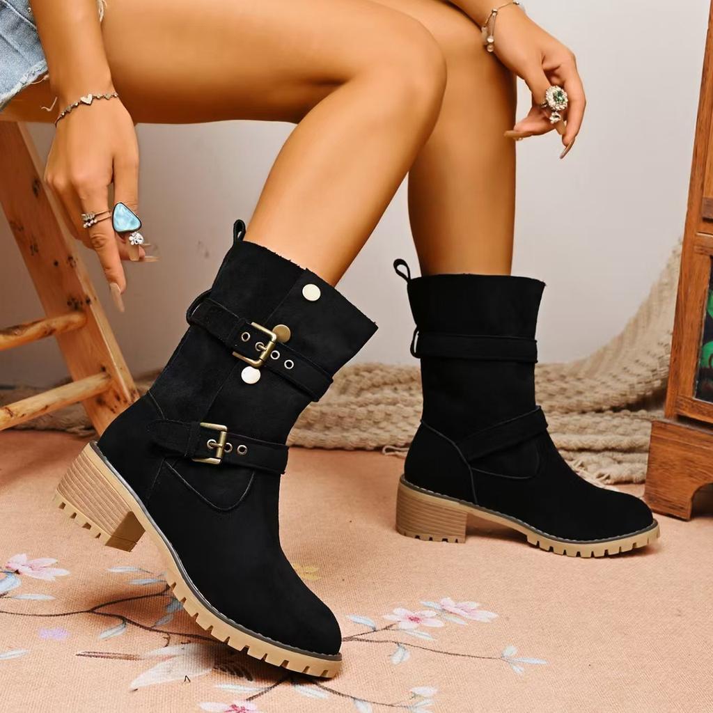 Fashion 2025 Women Boots Fashion Outdoor Comfortable Boots Solid High Quality Style Shoes Women Vintage Detachable Western Boots Women