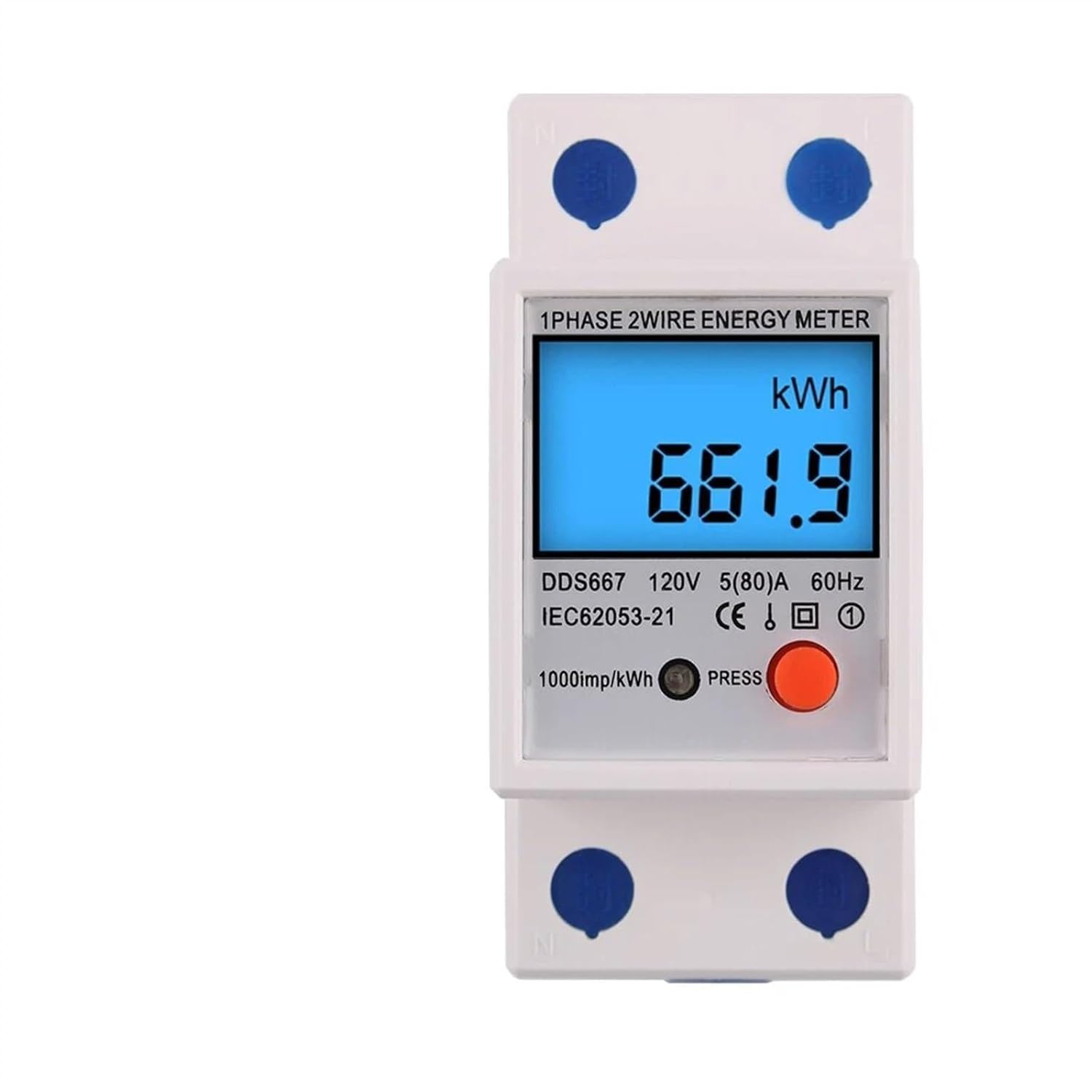 

Single Phase Din-Rail Energy Meter 1PHASE 2WIRE Energy Meter DDS667 230V 110V 50hz/60hz Illumination electricidad(110V) 110V