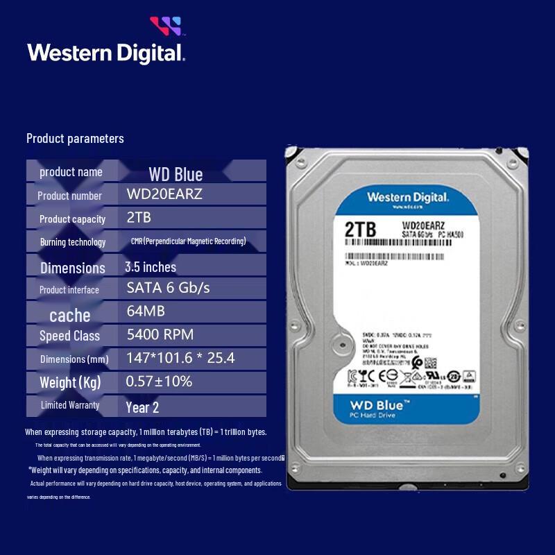 Western Digital WD Blue 2TB 3.5-inch SATA Desktop Hard Drive