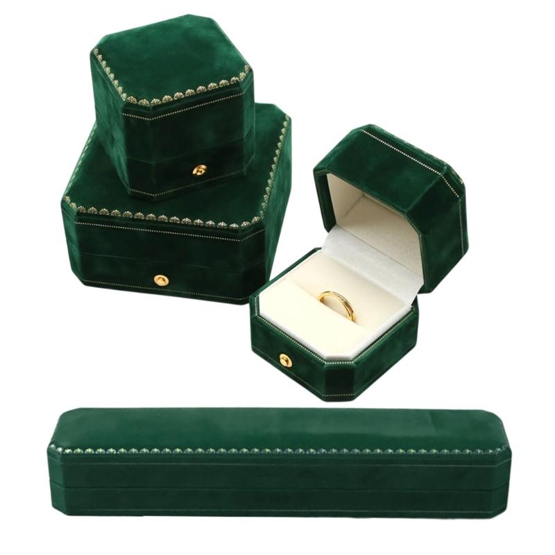 

Velvets Accessory Organizer for Necklace Bracelet Ring Brooch Stylish Jewelry Storage Box Soft Lining Accessories Holder темно-зелений колір