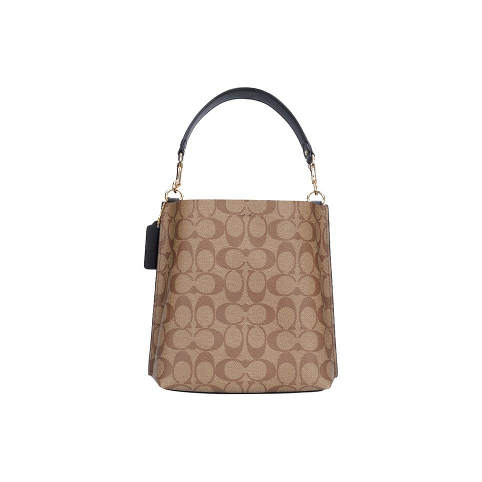 Coach Borsa Secchiello Mollie con Chiusura a Bottone a Pressione e Scomparto Centrale con Zip Borsa a Spalla da Donna Kaki Nero CA582-IMCBI