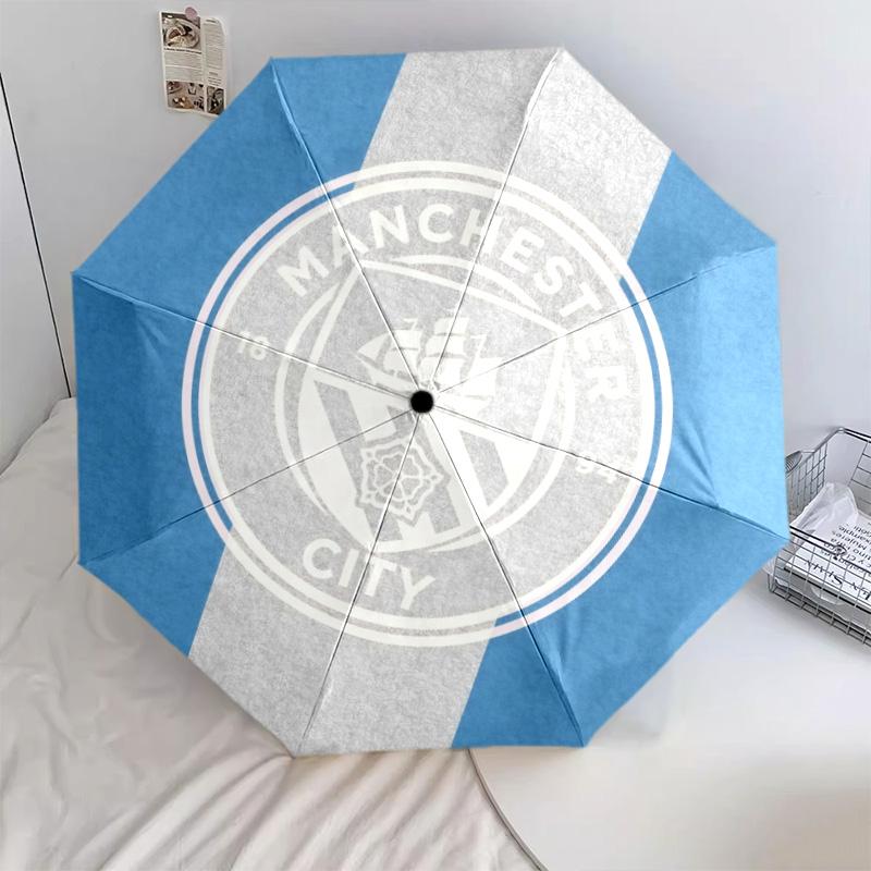 Manchester City Football Club3pattern, Automatic Folding Umbrella, Portable and Foldable Design, 8 Ribs, a Christmas or Birthday Gift.