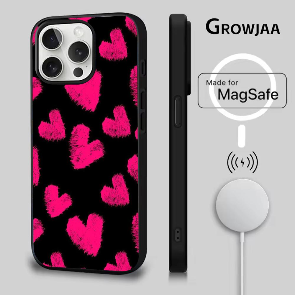

Cute Love pink Phone Case For iPhone 16e,16,15,14,13,12,11,Plus,Pro,Max,Mini Magsafe Magnetic Wireless Charging iPhone16se4