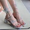 Fairy Wind Crystal High Heels Female New Snake Wound Rhinestone High Heels Sandals Summer Fish Mouth Roman Shoes