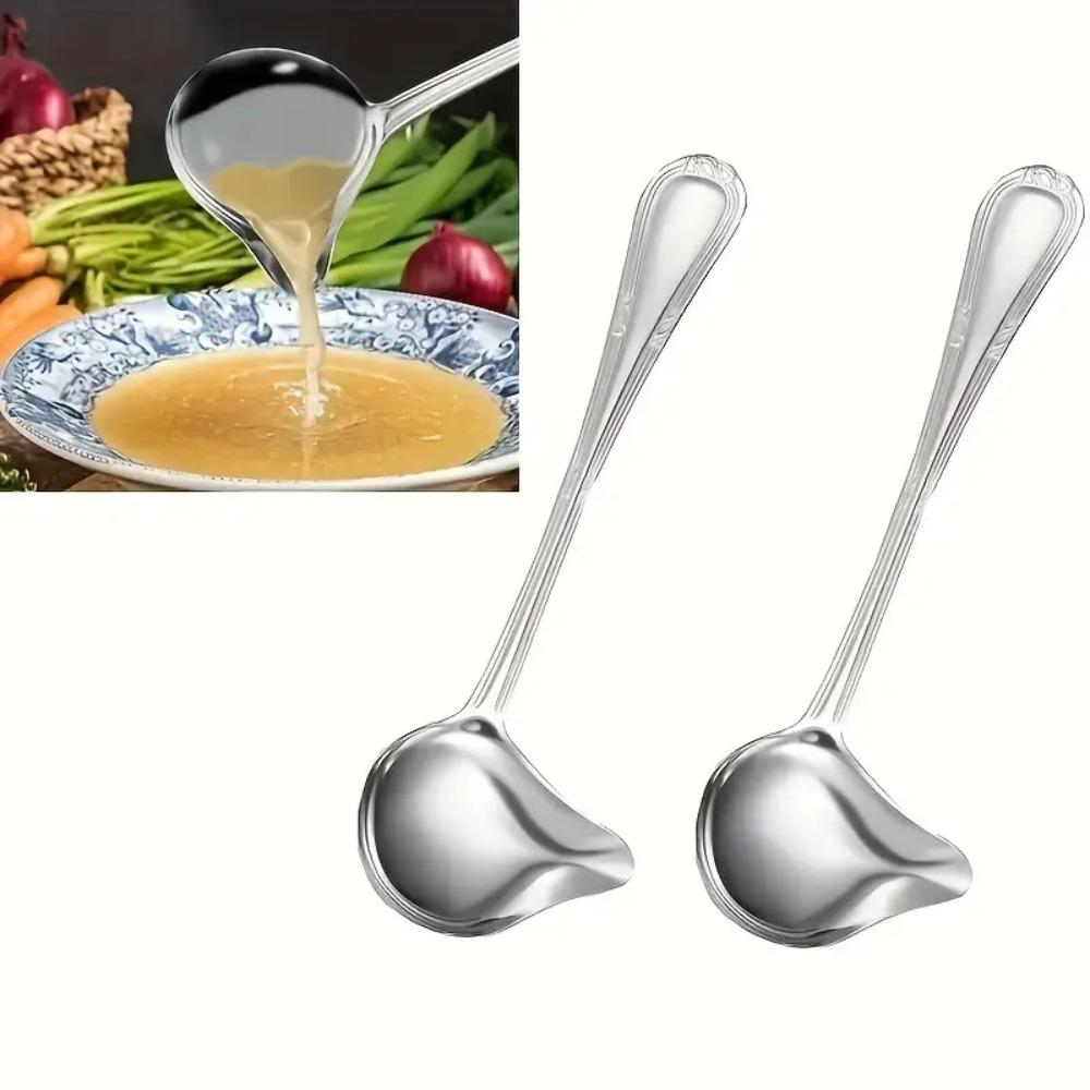 Stainless Steel Effortless Soup Reusable Oil Spoon Cooking Tool Drizzle Saucier Spoon home