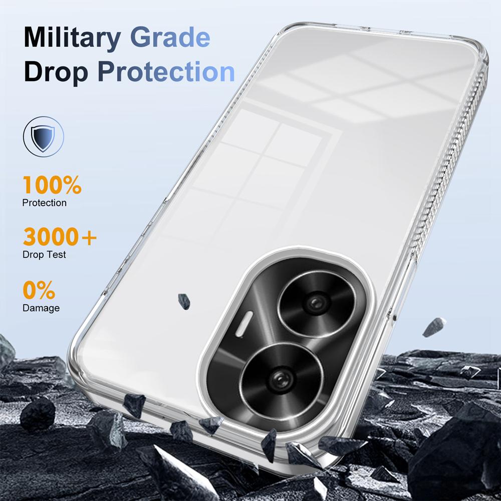 KEYSION Transparent Case for Realme C55 Soft TPU+PC Anti-slip HD Clear Shockproof Phone Cover for OPPO Realme C53 C51