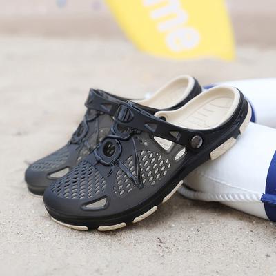 Men'S Half-Drag Korean Version Of Jelly Bag Head Cool Slippers Casual Breathable Non-Slip Beach Hole Shoes Men'S