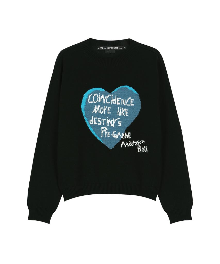ADSB ANDERSSON BELL Girls Heart Message Crew-Neck Sweater Atb1464W(Black)