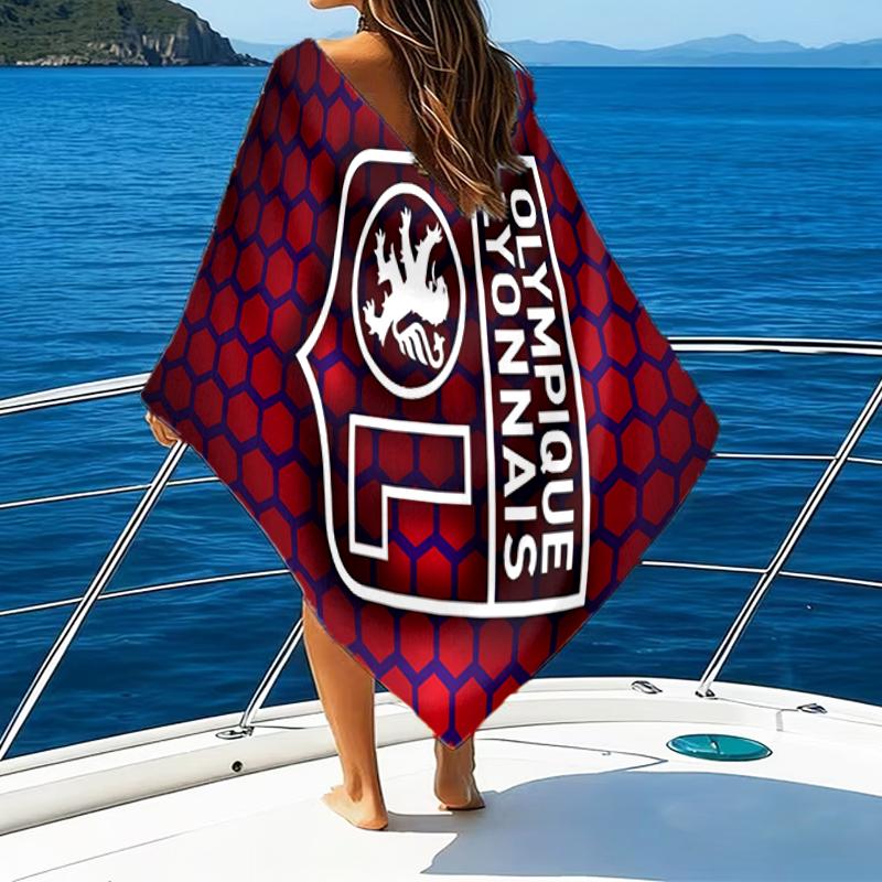 Lyonnais Football Crest Beach Towel - Soft, Absorbent Microfiber, Lightweight, Ideal for The Beach, Parties, Travel, Camping fan gifts