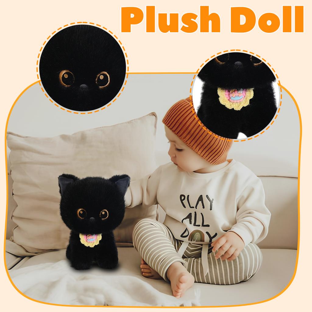 Plush Cat Stuffed Animal Soft Toy Cute Kitty Doll Gift for Birthday Home Decoration Collectible Kids and Adults