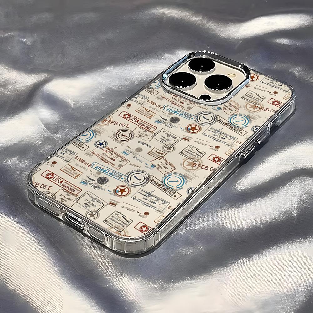 Latest Retro Stamp Creative Designs Phone Case For IPhone 17 Pro Max 16 15 14 Pro Max IPhone 13 Pro Max 11 Plus Transparent Cove