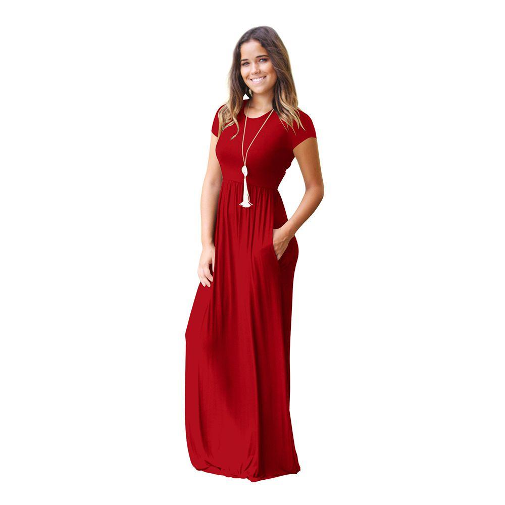 Elegant Women Boho Short Sleeve Solid Evening Party Maxi Dress Plus Size Delight
