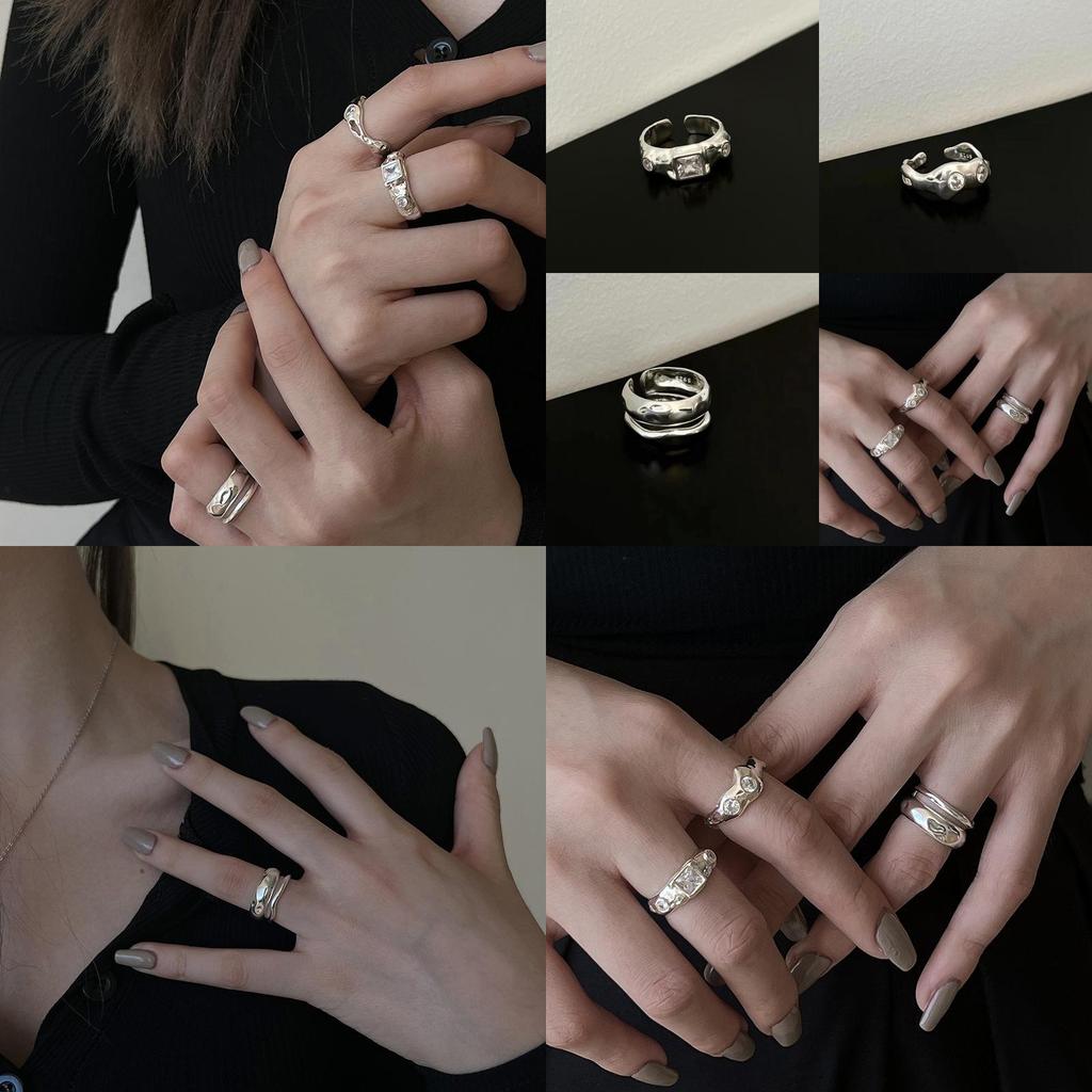 Stylish Unique Double Layer Textured Zirconia Ring For Women In Chic Minimalist Design