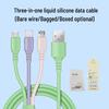 Three-in-One Fast Charging Cable 2.4A for Apple & Huawei, One-to-Three Type-C 6A