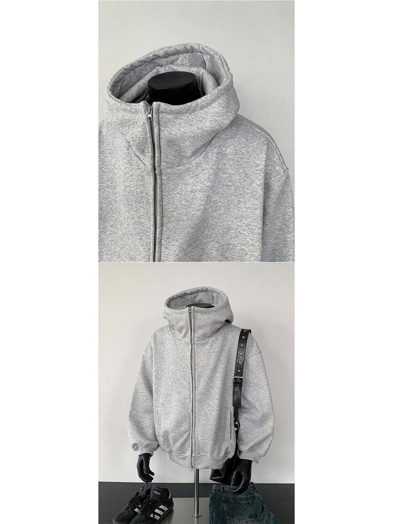 Herrhöst/Vår Trendig Huvtröja med Dragkedja - Lös Casual Ytterplagg