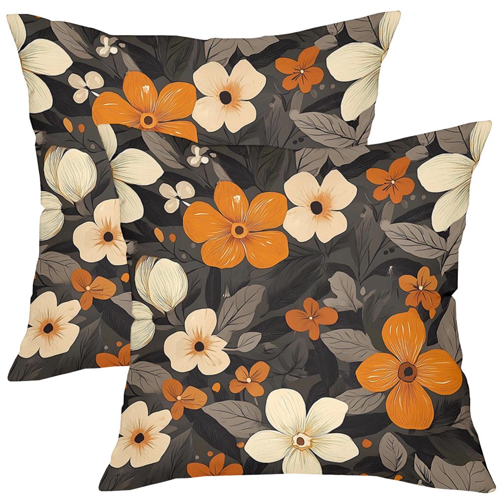 1 Pieces Floral Patterned Throw Pillows Black Background Polyester pillowcase, sofa decorative cushion cov Headboard Pillow