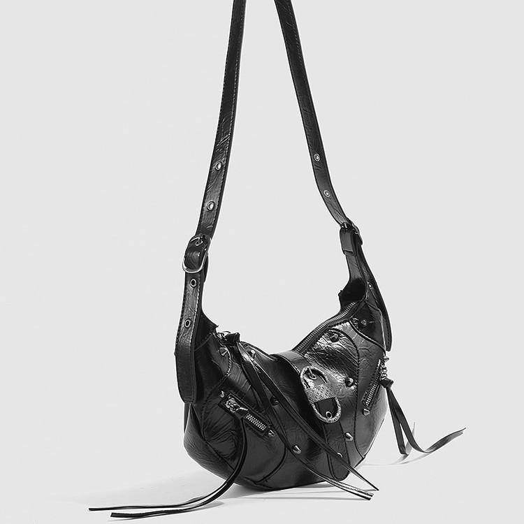 2025 New Women's Bag Large Capacity Motorcycle Underarm Bag High-end Fashionable Niche Design Single Shoulder Crossbody Bag