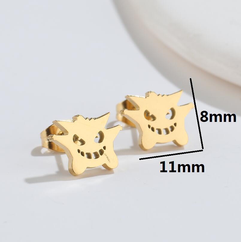 Halloween Bat Stainless Steel Stud Earrings - Minimalist Animal Design for Women, Vintage Christmas Mini Earrings