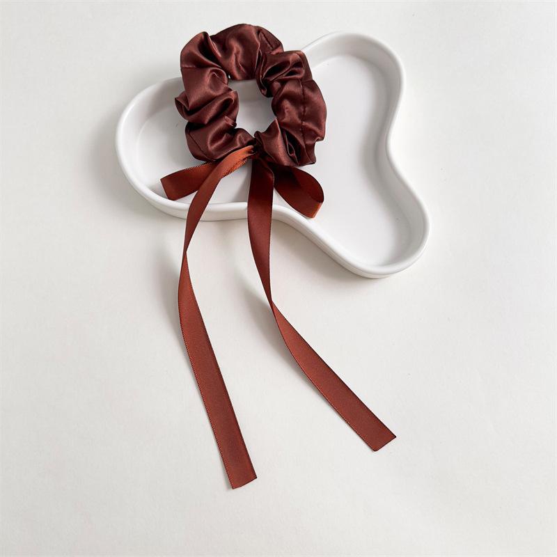 Korea Style Scrunchie High Sense Hair Bows Ribbon Girls Ponytail Hair Ropes Silk Elastic Hair Scrunchies Bows Hair Accessories
