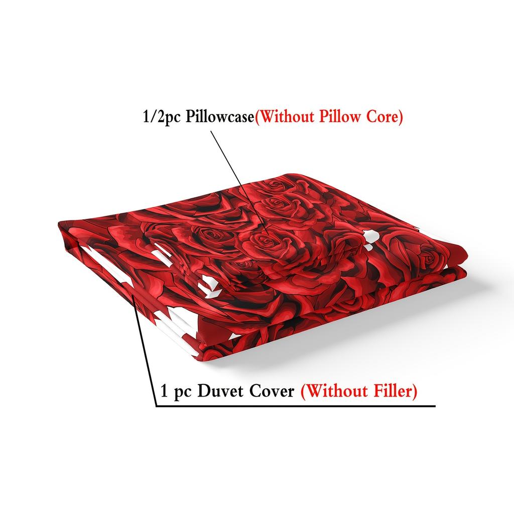 Romantic Red Love Heart Duvet Cover Set, Soft Comfortable Polyester Bedding With Digital Print, All-Season, Machine Washable