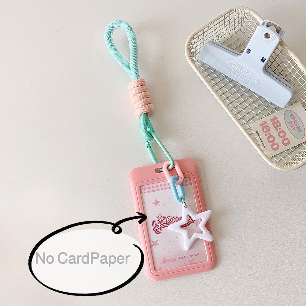 Sliding 3-inch Card Holder with Star Lanyard Candy-colored Card Display Suitable for Students,K-pop Fans Card Storage