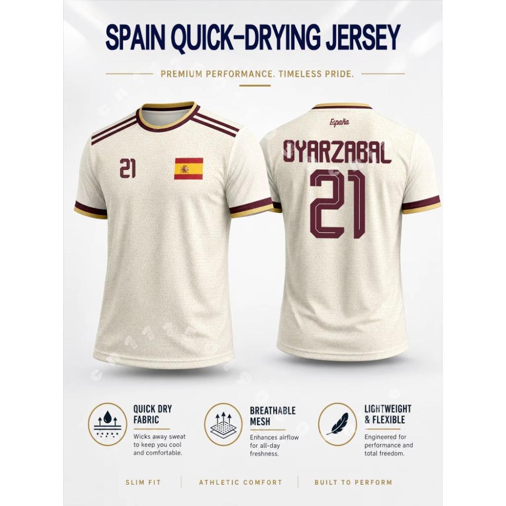 Tricou de Fotbal Stil Spaniol 2026 Vară Bărbați Elasticitate Ridicată Uscare Rapidă Tricou Fotbal Sporturi în Aer Liber Top Fan Tricou Familie Copii