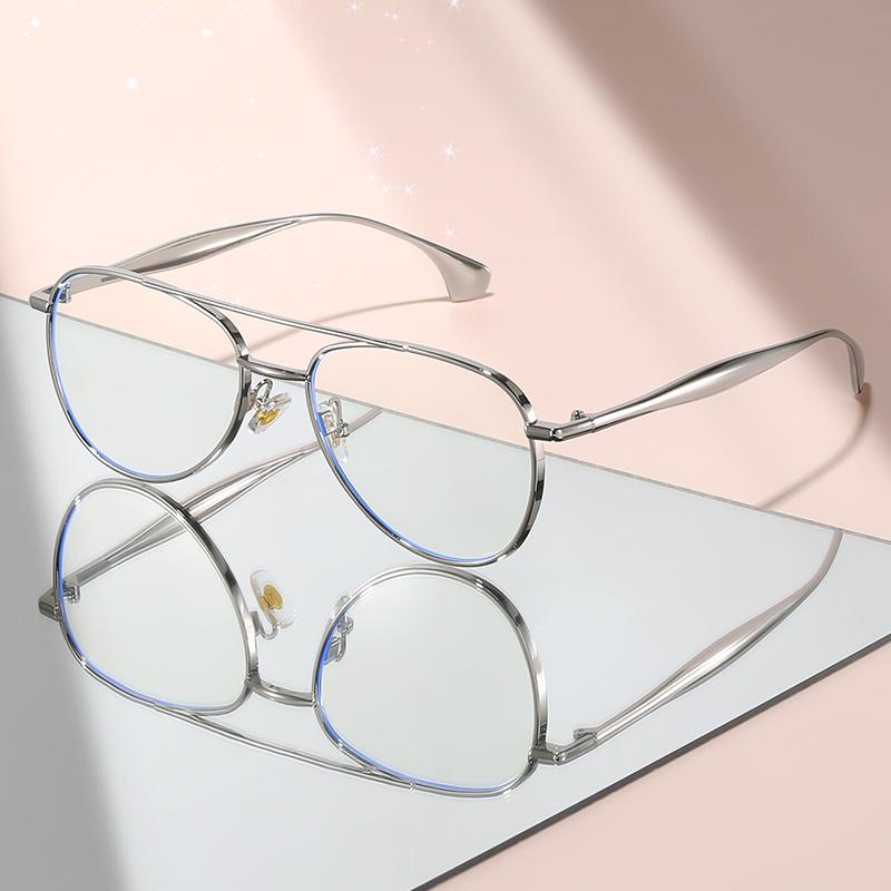 

The New Double-Beam Elliptical Metal Small Frame Exudes A High-End Classic And Simple Flat Light Lens For Daily Wear