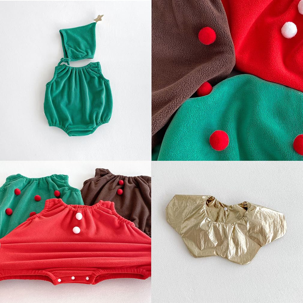 Christmas Cosplay Baby Santa Baby Christmas Tree Roomwear Rompers Cute Fancy Dress Transformation Costume Party Birthday Xmas Pajamas Roomwear