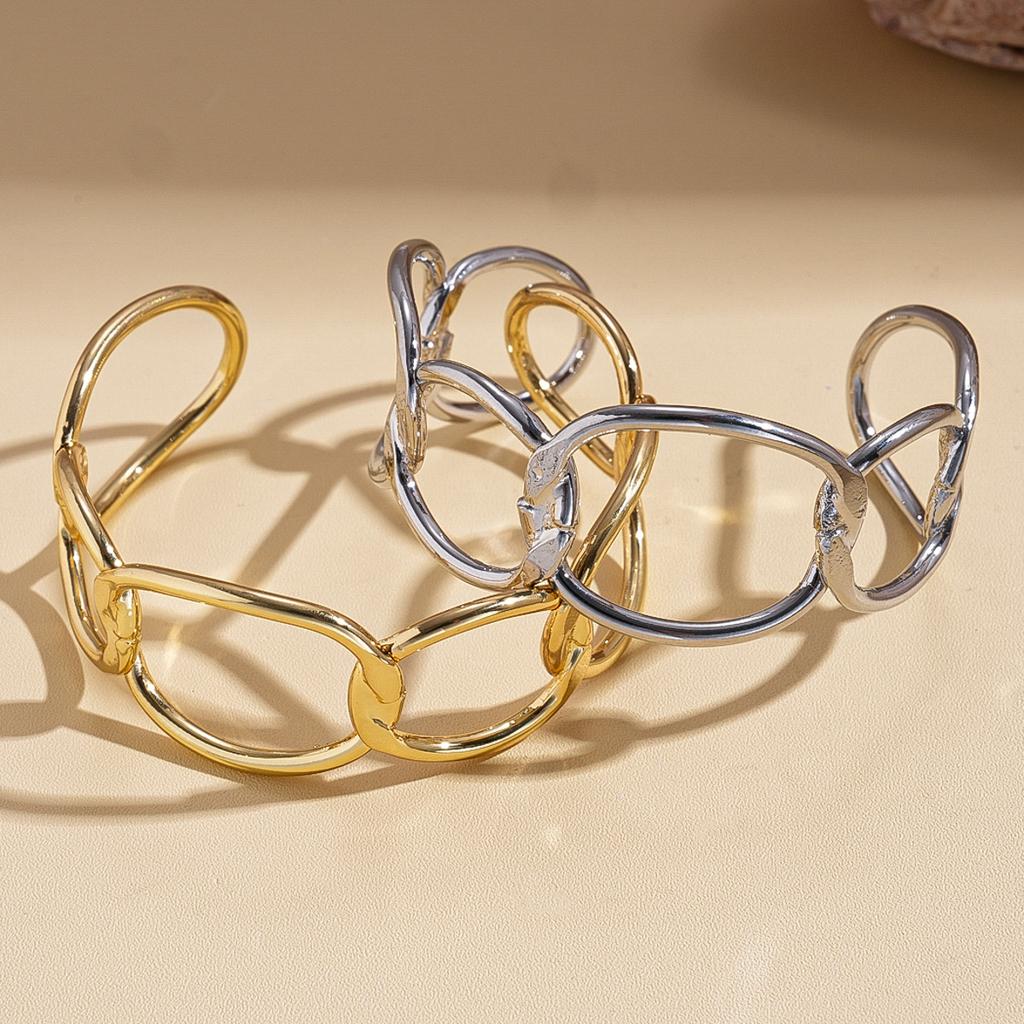 Metallic irregular geometric winding open bracelet unique personality jewelry