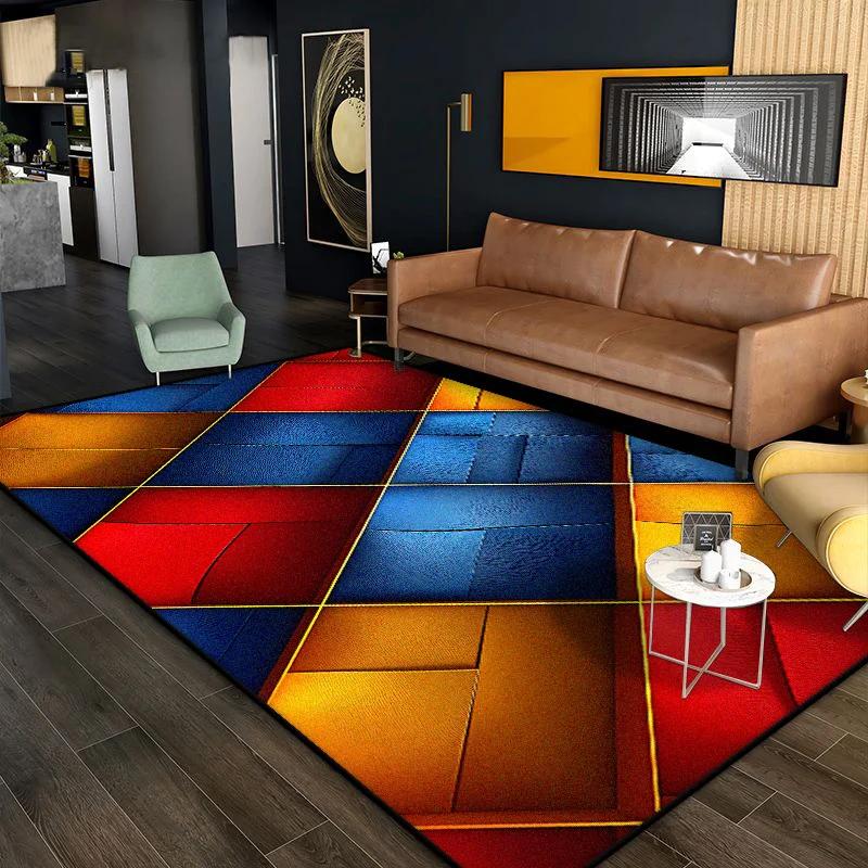 

Modern Abstract Geometric Area Rug for Living Room Bedroom Plush Non-Slip Floor Carpet Machine Washable Home Decor 80x120cm
