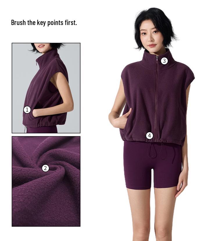 Women's Winter Slim Fit Zipper Vest - Warm, Sleeveless, Plus Velvet, Casual/Active Outerwear